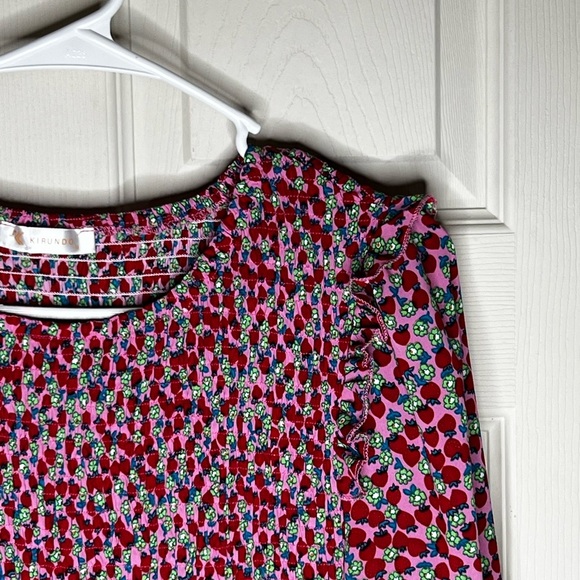 Strawberry Floral long sleeve smocked bodice dress. - Picture 2 of 4